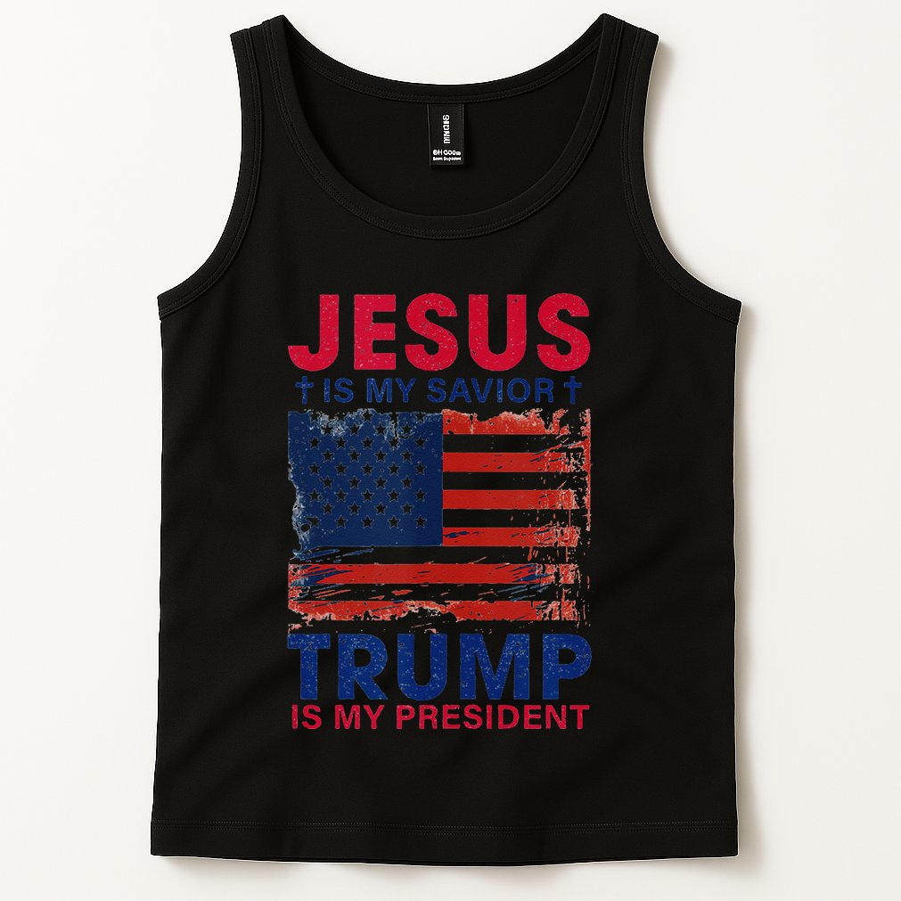 Jesus Is My Savior Trump Is My President Flag Tank Top