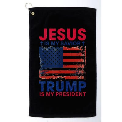 Jesus Is My Savior Trump Is My President Flag Golf Towel