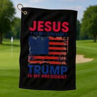Jesus Is My Savior Trump Is My President Flag Golf Towel