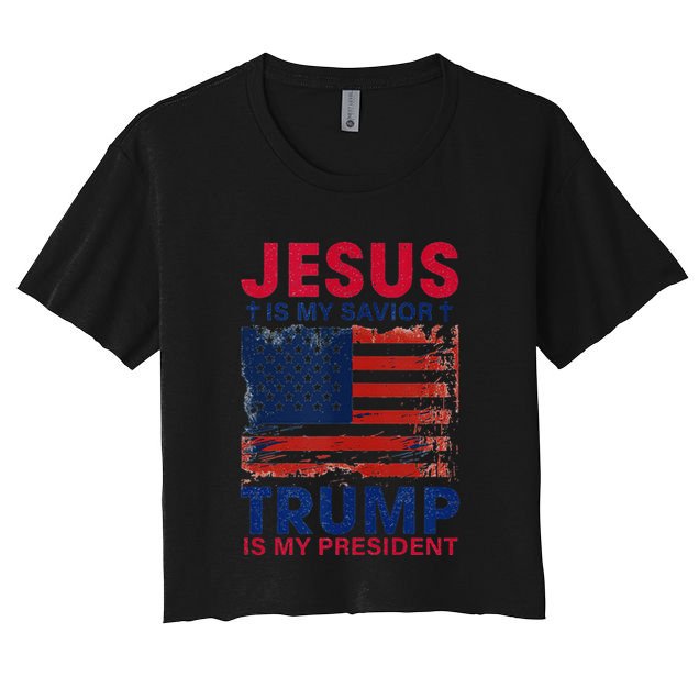 Jesus Is My Savior Trump Is My President Flag Crop Top
