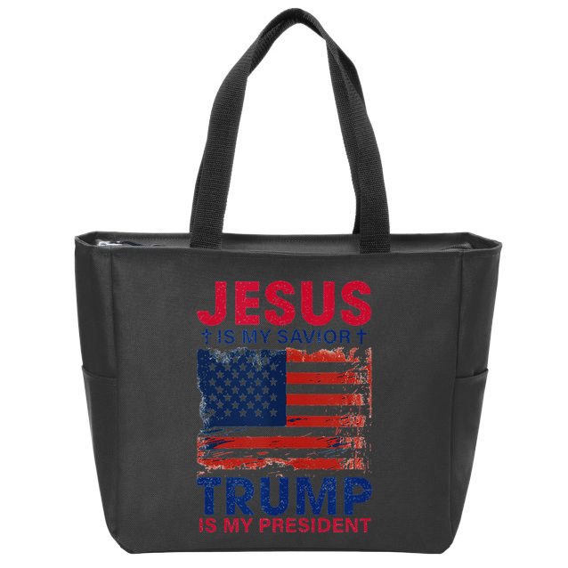 Jesus Is My Savior Trump Is My President Flag Zip Tote Bag