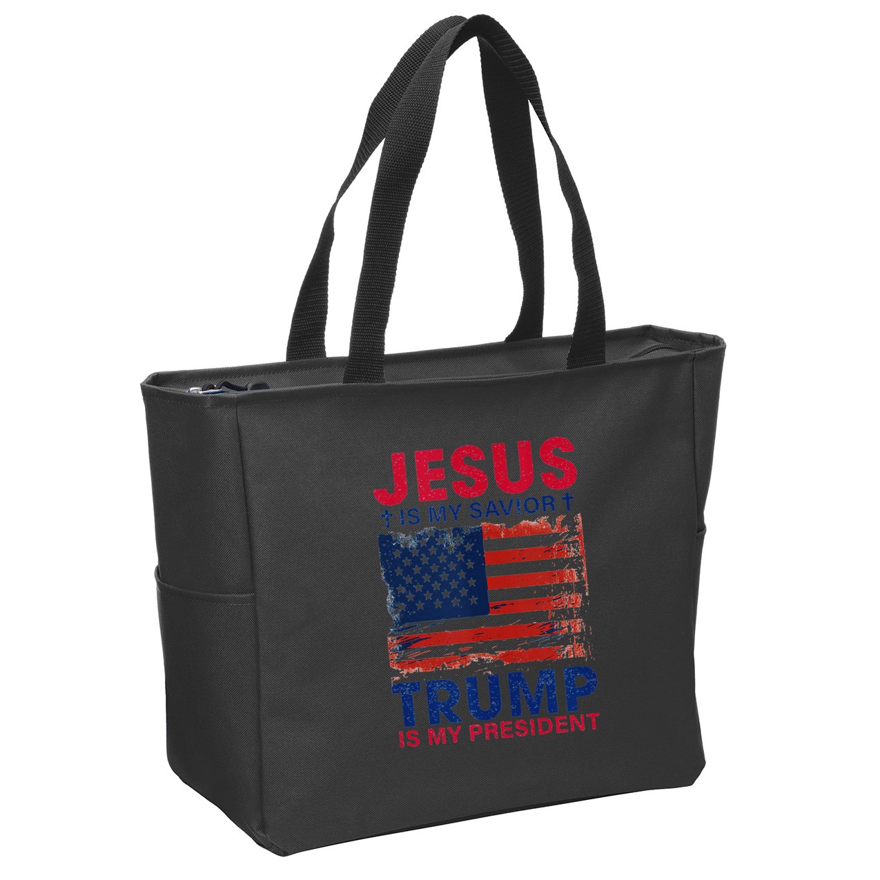 Jesus Is My Savior Trump Is My President Flag Zip Tote Bag