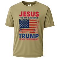 Jesus Is My Savior Trump Is My President Flag Cooling Performance Crew T-Shirt