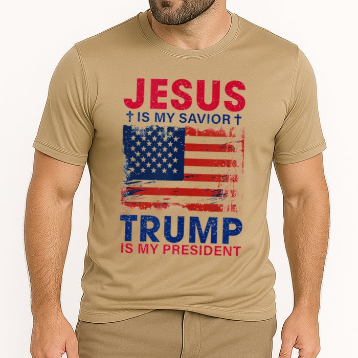 Jesus Is My Savior Trump Is My President Flag Cooling Performance Crew T-Shirt