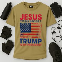 Jesus Is My Savior Trump Is My President Flag Cooling Performance Crew T-Shirt