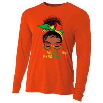 Juneteenth Is My Independence Day Black Queen Melanin Gift Cooling Performance Long Sleeve Crew