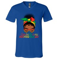 Juneteenth Is My Independence Day Black Queen Melanin Gift V-Neck T-Shirt