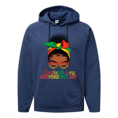 Juneteenth Is My Independence Day Black Queen Melanin Gift Performance Fleece Hoodie