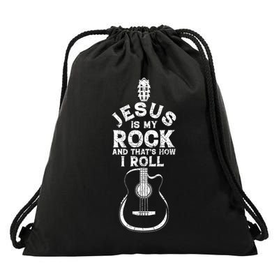 Jesus Is My Rock And That Is How I Roll Christian Drawstring Bag