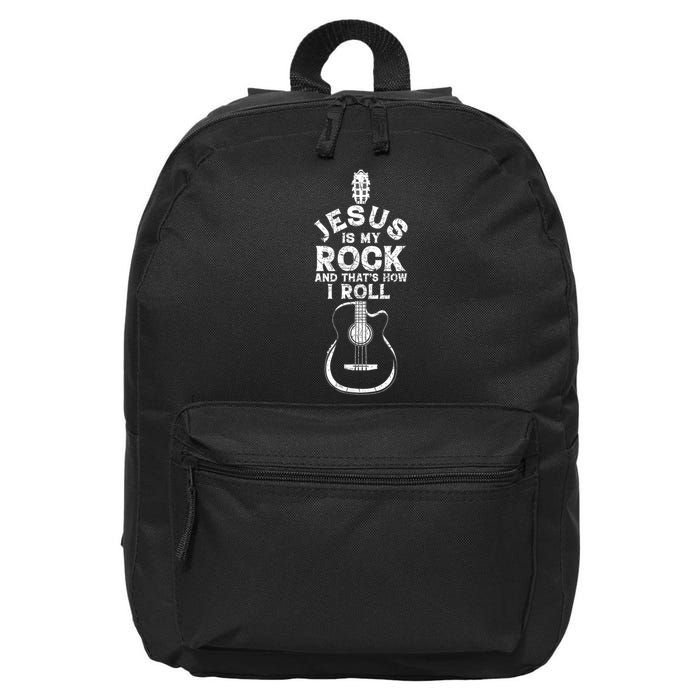 Jesus Is My Rock And That Is How I Roll Christian 16 in Basic Backpack