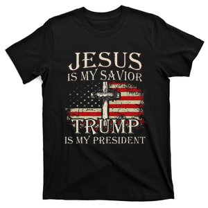 Jesus Is My Savior Trump Is My President American Flag T-Shirt