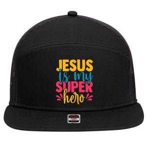 Jesus Is My Superhero Christian Cute Powerful Love God 7 Panel Mesh Trucker Snapback Hat