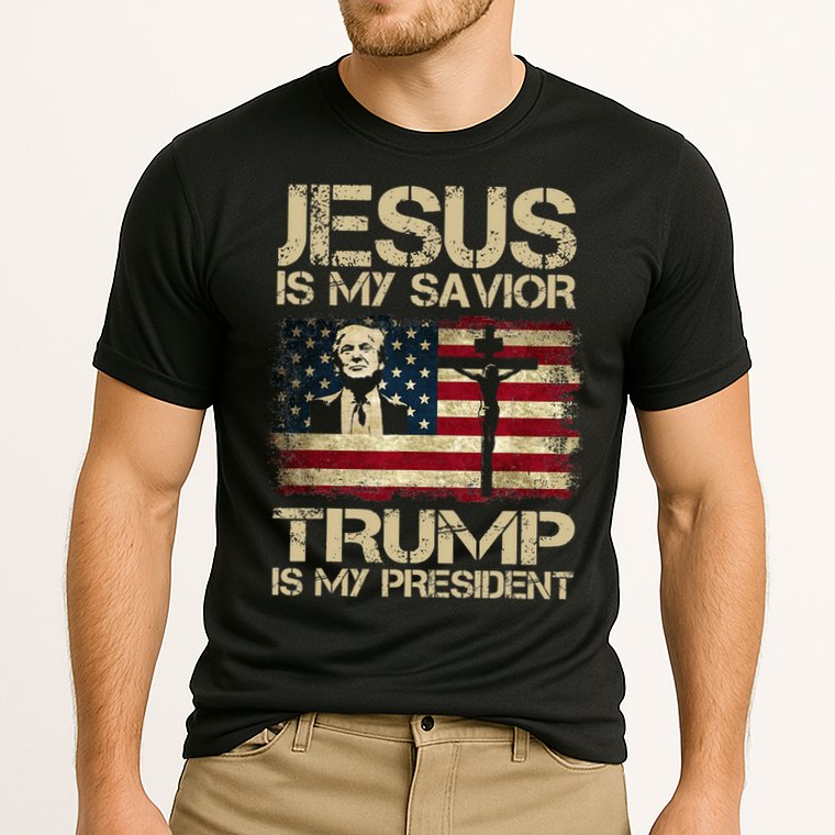 Jesus Is My Savior Trump Is My President Trump 2024 USA Flag Design Is A Great G Cooling Performance Crew T-Shirt
