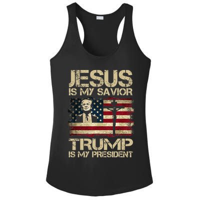 Jesus Is My Savior Trump Is My President Trump 2024 USA Flag Design Is A Great G Ladies PosiCharge Competitor Racerback Tank