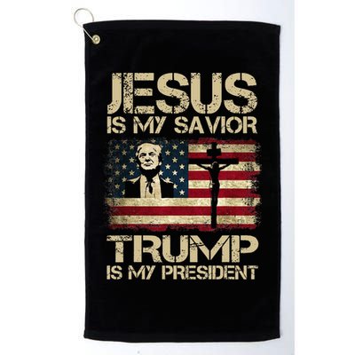 Jesus Is My Savior Trump Is My President Trump 2024 USA Flag Design Is A Great G Golf Towel