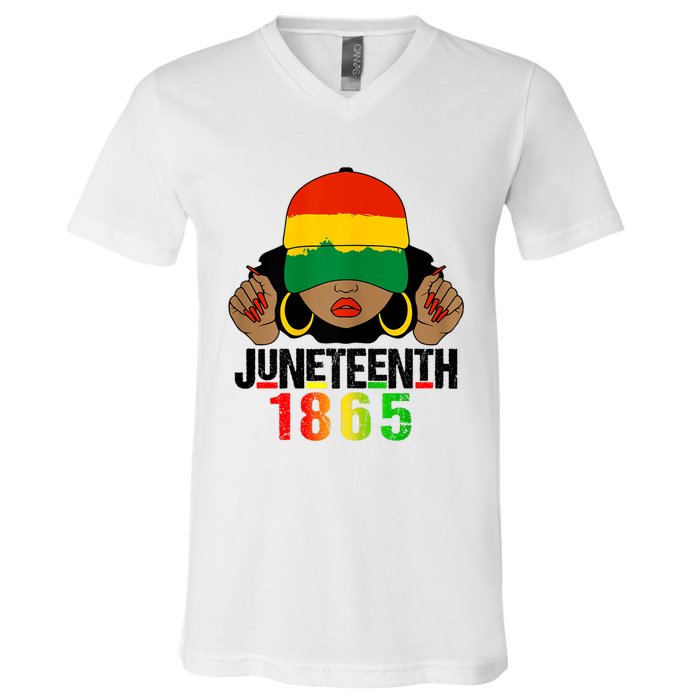 Juneteenth Is My Independence Day Black Women Black Pride V-Neck T-Shirt