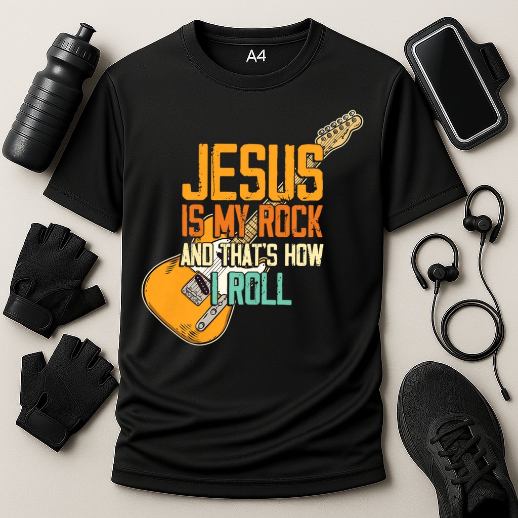 Jesus Is My Rock And That Is How I Roll Christian Cooling Performance Crew T-Shirt
