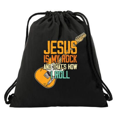 Jesus Is My Rock And That Is How I Roll Christian Drawstring Bag