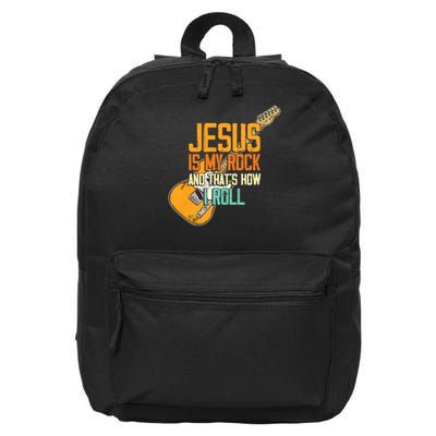 Jesus Is My Rock And That Is How I Roll Christian 16 in Basic Backpack