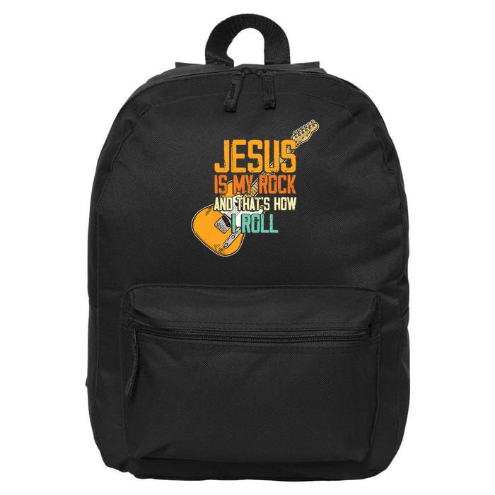 Jesus Is My Rock And That Is How I Roll Christian 16 in Basic Backpack
