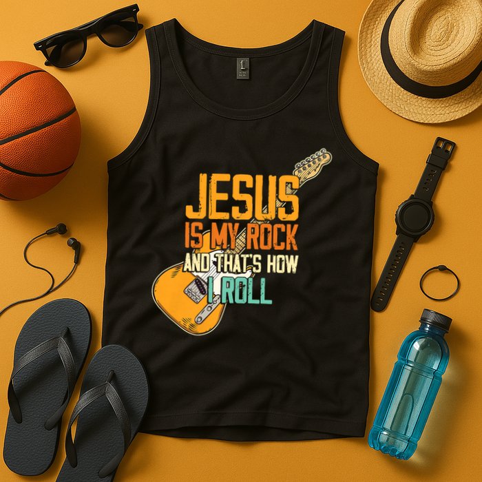 Jesus Is My Rock And That Is How I Roll Christian Tank Top