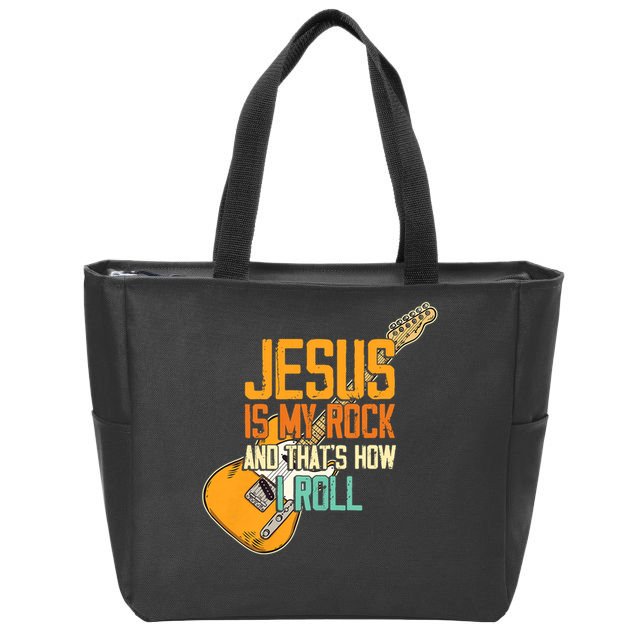 Jesus Is My Rock And That Is How I Roll Christian Zip Tote Bag