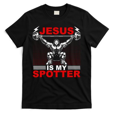 Jesus Is My Spotter Funny Christian Weightlifting Gym T-Shirt