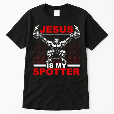 Jesus Is My Spotter Funny Christian Weightlifting Gym Tall T-Shirt