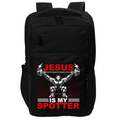 Jesus Is My Spotter Funny Christian Weightlifting Gym Impact Tech Backpack