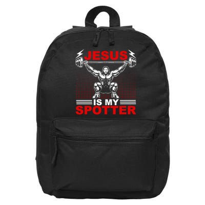 Jesus Is My Spotter Funny Christian Weightlifting Gym 16 in Basic Backpack