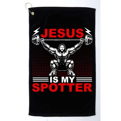 Jesus Is My Spotter Funny Christian Weightlifting Gym Golf Towel