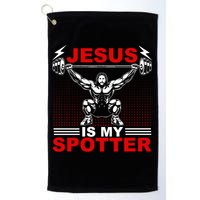Jesus Is My Spotter Funny Christian Weightlifting Gym Golf Towel