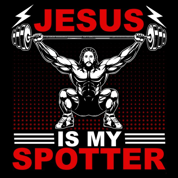 Jesus Is My Spotter Funny Christian Weightlifting Gym Womens T-Shirt