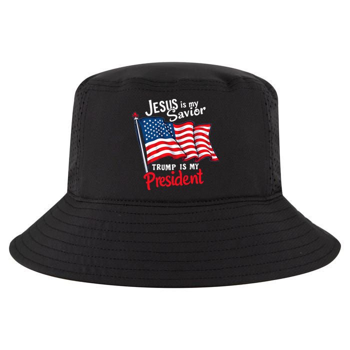 Jesus Is My Savior Trump Is My President Cool Comfort Performance Bucket Hat