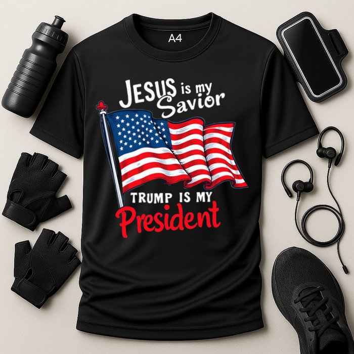 Jesus Is My Savior Trump Is My President Cooling Performance Crew T-Shirt