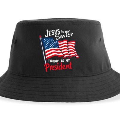 Jesus Is My Savior Trump Is My President Sustainable Bucket Hat
