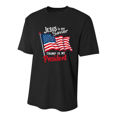 Jesus Is My Savior Trump Is My President Youth Performance Sprint T-Shirt