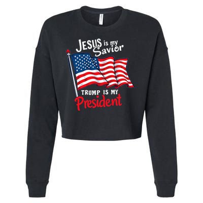 Jesus Is My Savior Trump Is My President Cropped Pullover Crew