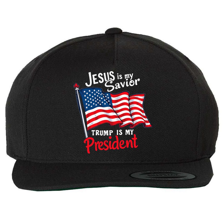 Jesus Is My Savior Trump Is My President Wool Snapback Cap