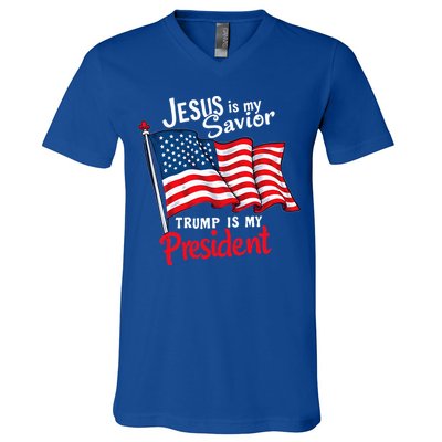 Jesus Is My Savior Trump Is My President V-Neck T-Shirt
