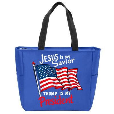 Jesus Is My Savior Trump Is My President Zip Tote Bag