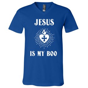 Jesus Is My Boo Funny Christian Halloween Cute Gift V-Neck T-Shirt