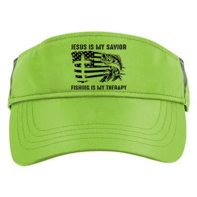 Jesus Is My Savior Fishing Is My Therapy American Flag Adult Drive Performance Visor