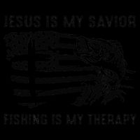 Jesus Is My Savior Fishing Is My Therapy American Flag Poster
