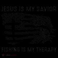 Jesus Is My Savior Fishing Is My Therapy American Flag Premium T-Shirt