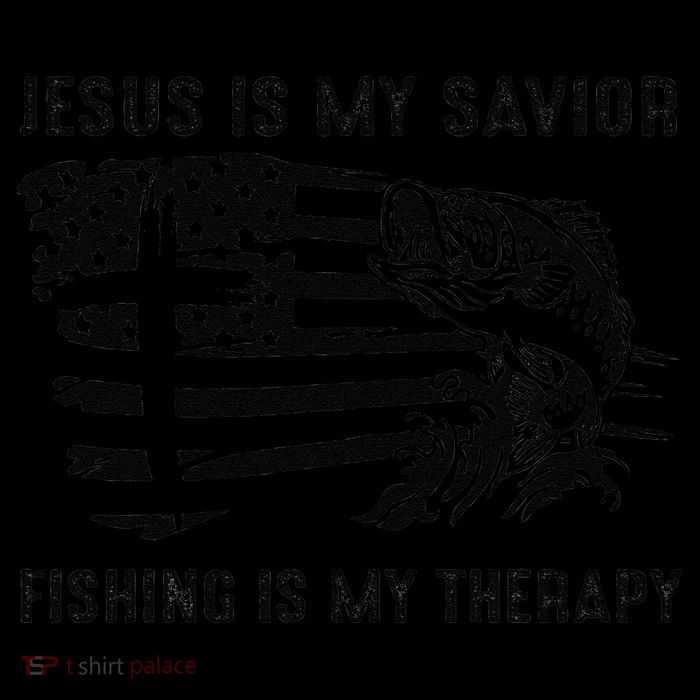 Jesus Is My Savior Fishing Is My Therapy American Flag Premium T-Shirt