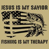 Jesus Is My Savior Fishing Is My Therapy American Flag Yupoong Adult 5-Panel Trucker Hat