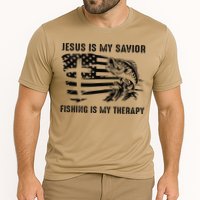 Jesus Is My Savior Fishing Is My Therapy American Flag Performance Shirt