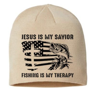 Jesus Is My Savior Fishing Is My Therapy American Flag Sustainable Beanie