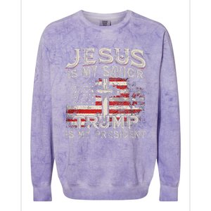 Jesus Is My Savior Trump Is My President Colorblast Crewneck Sweatshirt